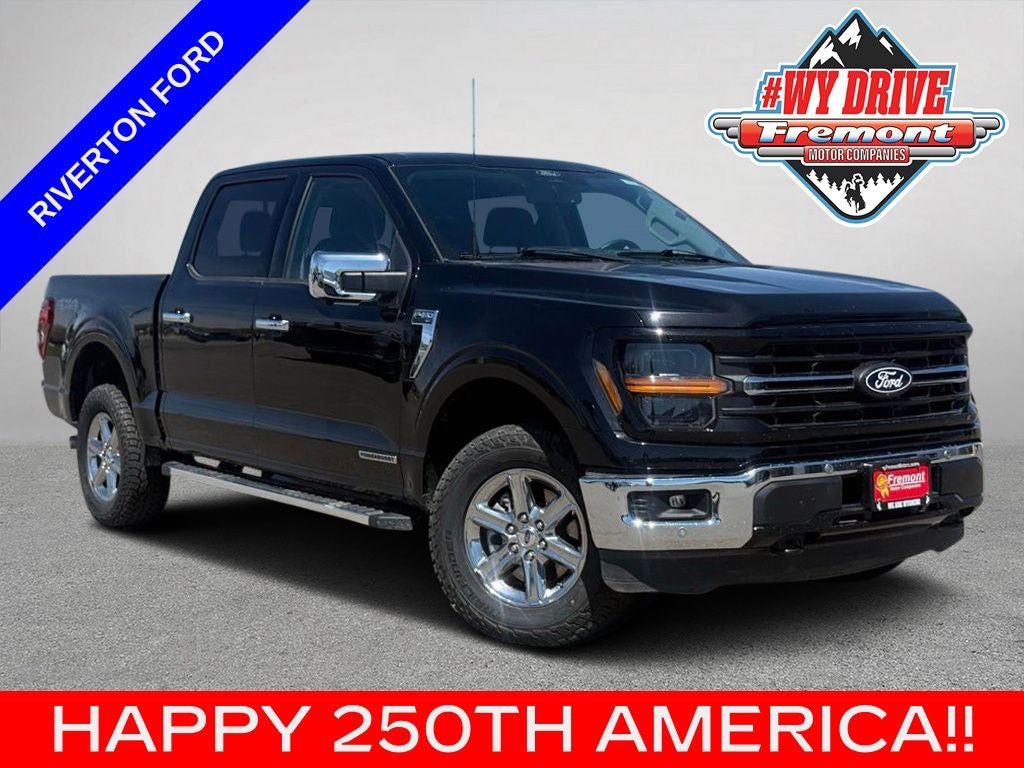 2024 Ford F-150 XLT in Agate Black Metallic — front three-quarter view