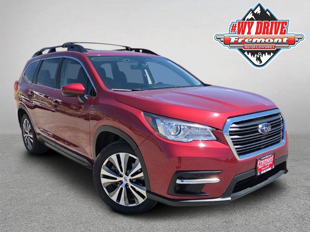 2021 Subaru Ascent Premium in Crimson Red Pearl — front three-quarter view