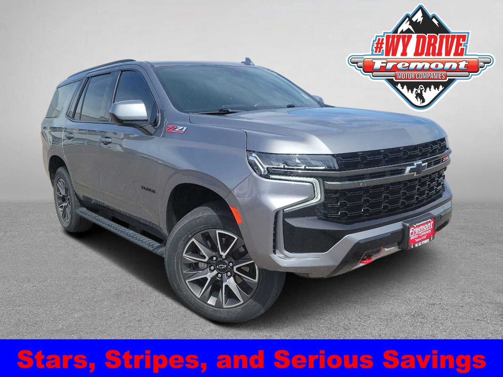 2021 Chevrolet Tahoe Z71 in Satin Steel Metallic — front three-quarter view