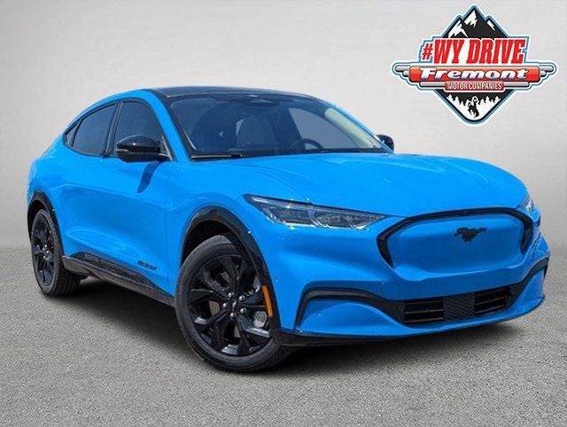 2023 Ford Mustang Mach-E Premium in Grabber Blue Metallic — front three-quarter view